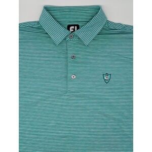 FootJoy Polo Shirt Men's size XL‎ Green Striped Golf Performance Athletic LOGO
